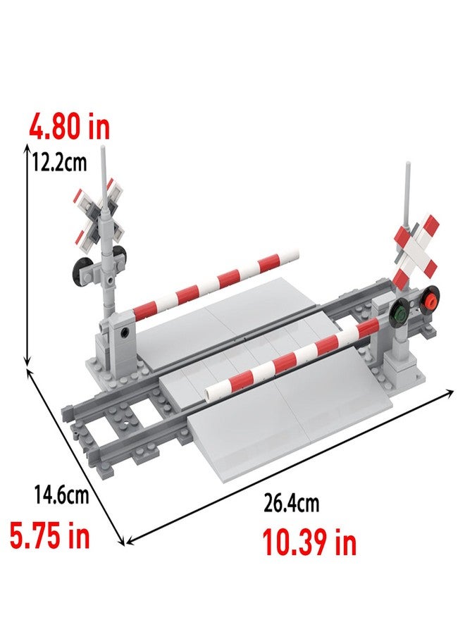 TNDCKP Train Tracks Building Block Set 04, City Train Track Railroad Tracks, Traffic Light Railroad Crossing Building Bricks, Compatible with Lego 853792 Accessory, Kid Gifts for Ages 6+ - Image 2